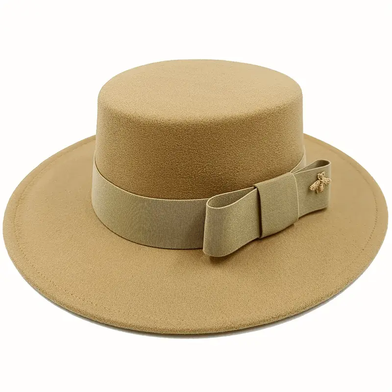 Showlu red fedora hat with flat top, bumpy surface, bow tie, and elastic band, unisex cotton polyester jazz hat for men and women