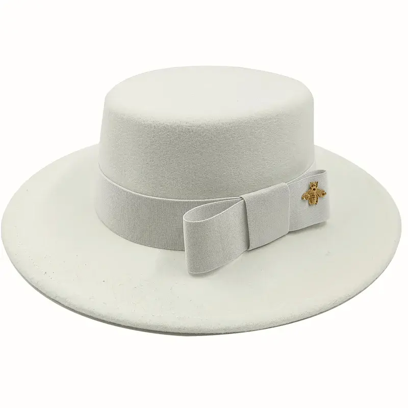 Red Showlu Fedora hat with flat top, bumpy surface, bow tie, elastic band, suitable for men and women, stylish jazz hat.