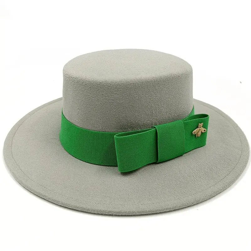 Showlu red fedora hat with flat top, bumpy surface, bow tie, elastic band, unisex cotton polyester jazz hat for men and women.