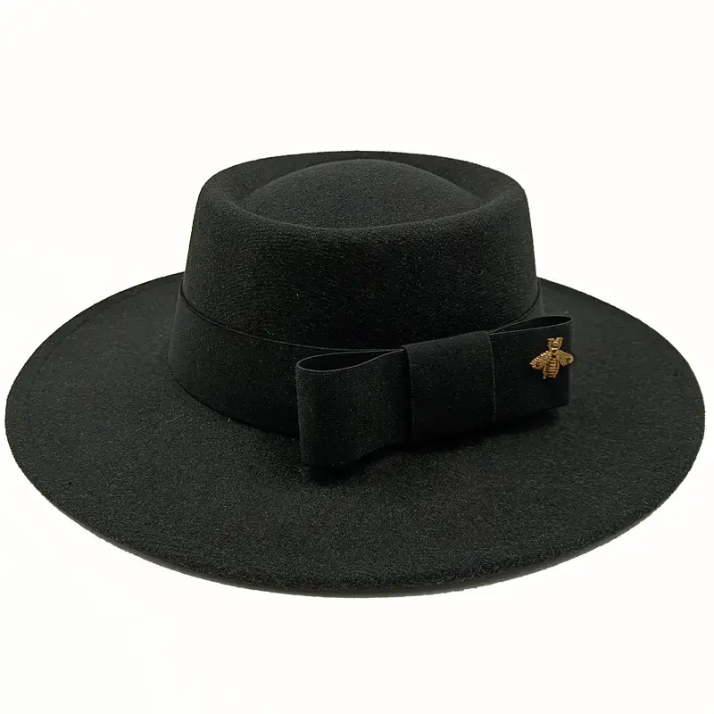 Red Showlu Fedora hat with a flat top, bumpy surface, bow-tie elastic band, suitable for men and women, stylish jazz hat.