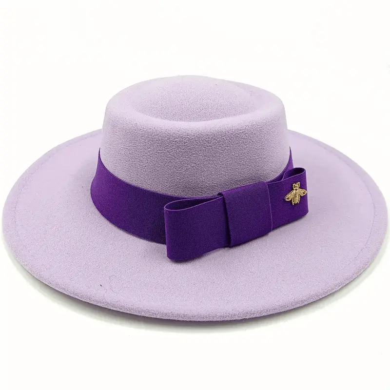 Red Showlu Fedora hat with a flat top, bumpy surface, bow tie, and elastic band, unisex cotton polyester jazz hat for winter.