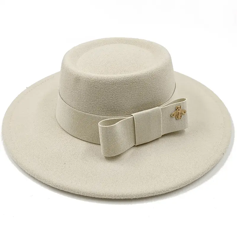 Red Showlu Fedora hat with flat top, bumpy surface, bow tie, elastic band, suitable for men and women, stylish jazz hat.