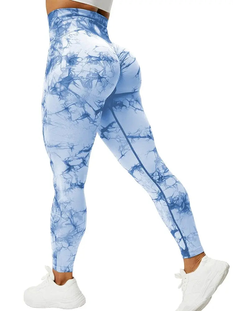 CHRLEISURE tie dye high waist seamless leggings by Showlu Fashion Store, featuring booty lifting, stretch athletic design for women.