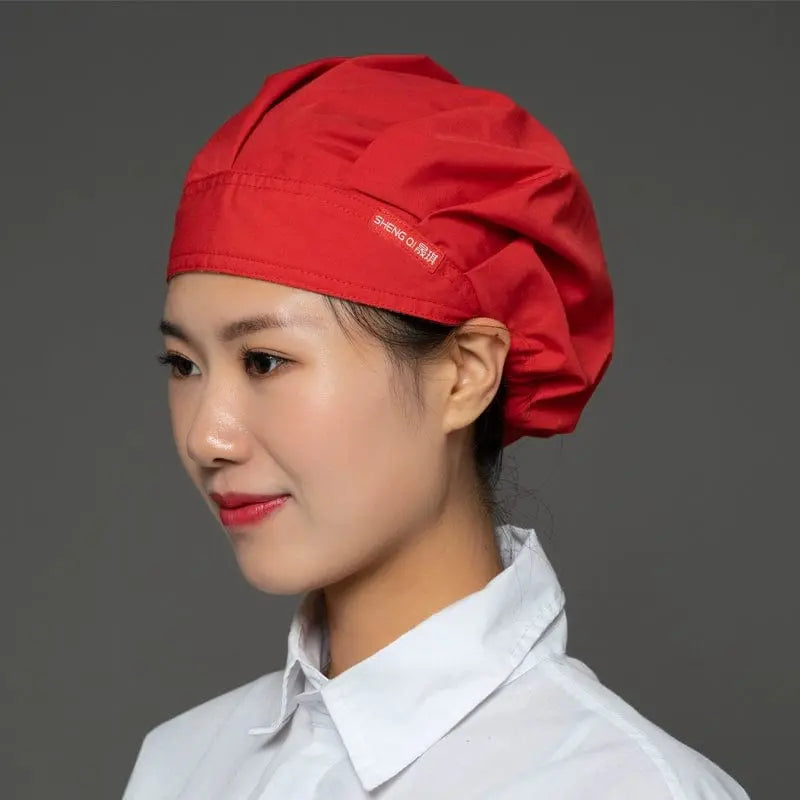 Shengqi breathable chef cap for women, anti-smoke and hygiene cooking hat with dust protection and hair loss prevention.