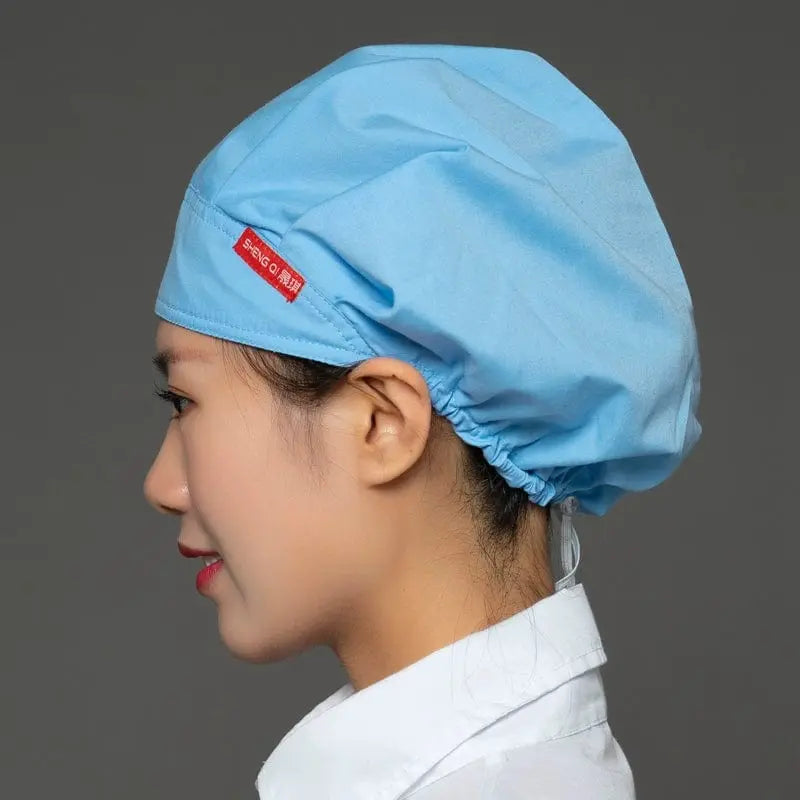 Breathable Shengqi chef cap for women, anti-smoke hygiene cooking hat, lightweight and dust-proof for kitchen and catering use.
