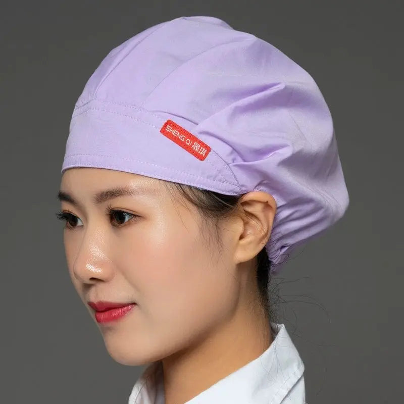Showlu Fashion breathable chef cap for women, anti-smoke hygiene cooking hat with dust protection and hair loss prevention.