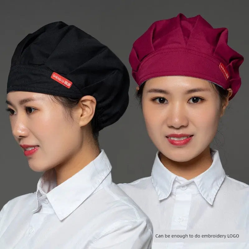 Showlu Fashion breathable chef cap for women, anti-smoke hygiene cooking hat with dust protection and anti-hair loss features.