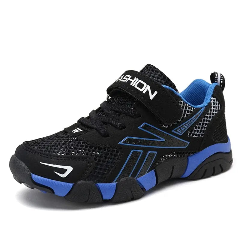Children's boys mesh running shoes from Showlu Fashion Store, breathable sports sneakers with hook and loop closures for active kids.