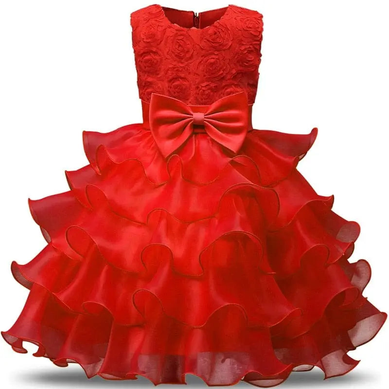Girls lace tutu flower dress by Showlu Fashion Store, featuring a formal ball gown design with floral accents for weddings and parties.