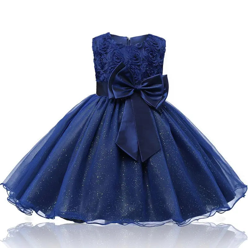 Showlu Fashion Girls lace tutu flower dress, formal ball gown with floral accents, perfect for weddings and special occasions.