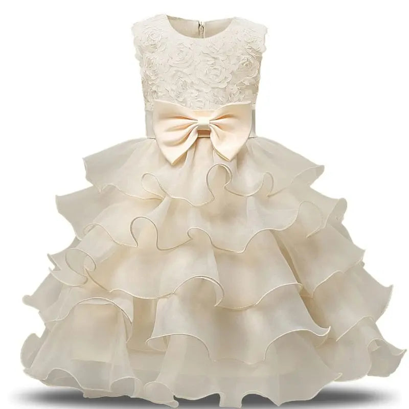 Girls lace tutu flower dress by Showlu Fashion Store, featuring a elegant formal ball gown for weddings and special occasions.