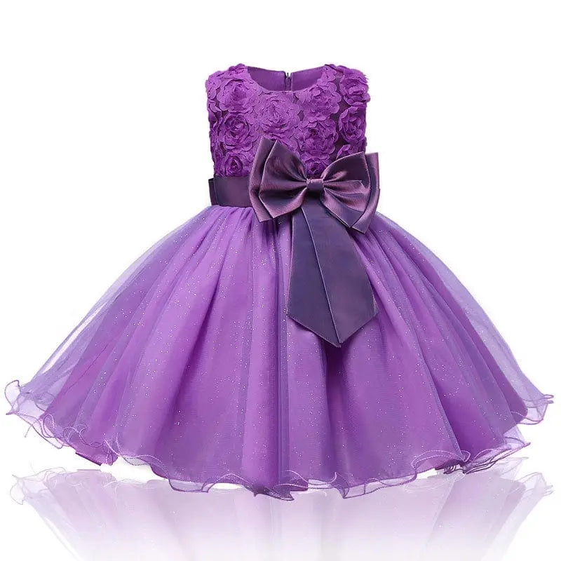 Girls lace tutu flower dress by Showlu Fashion Store, elegant formal ball gown with floral accents for weddings and special occasions.