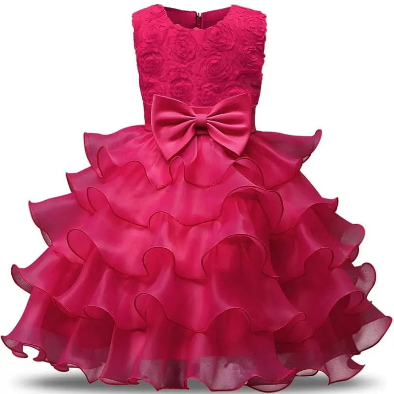 Showlu Fashion Girls lace tutu flower dress, formal ball gown for weddings, with floral details and elegant design for special occasions.