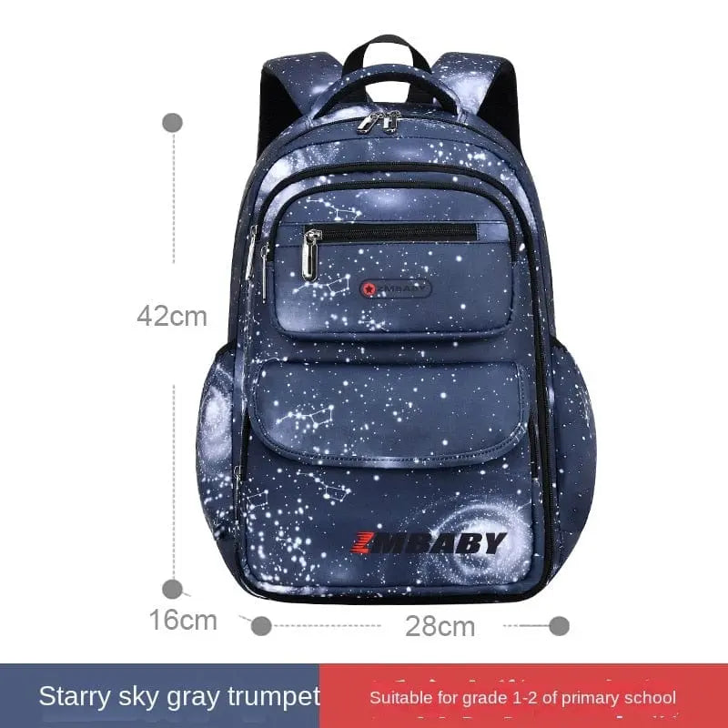 Children's boys' orthopedic school backpack by Showlu Fashion Store, waterproof Oxford book bag with adjustable straps and multiple compartments.