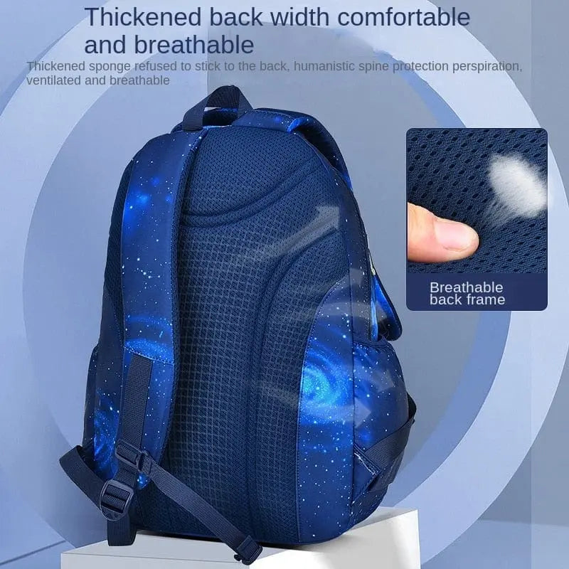 Children's boys' orthopedic school backpack by Showlu Fashion Store, waterproof Oxford book bag with multiple compartments.