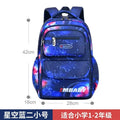 Children's waterproof Oxford school backpack for boys, orthopedic design with multiple compartments, ideal for primary school students.