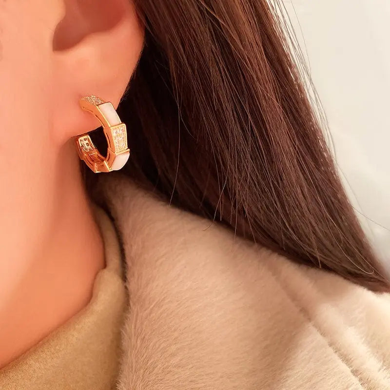 Miss Ju mother of pearl shell earrings with 925 silver needle, chic jewelry for women, stylish and elegant accessory.
