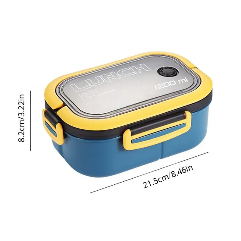 Showlu double-layer lunch box with utensils, microwave safe food container, compact and versatile for daily meal storage.