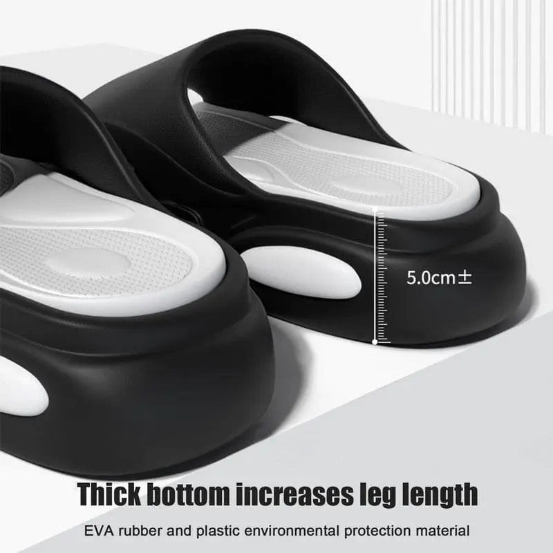Comwarm platform EVA slippers for men and women, non-slip indoor outdoor slides with cushioned sole and stylish design.