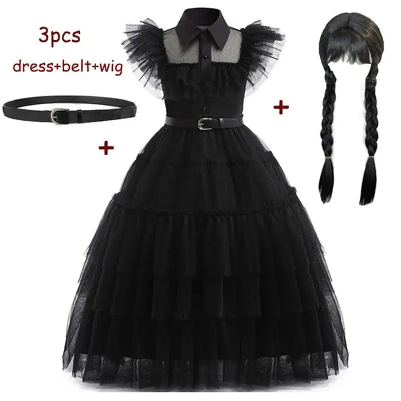 Girls mesh sleeveless party dress by Showlu Fashion Store, perfect for Halloween and carnival costumes.