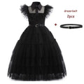 Girls mesh party dress by Showlu Fashion Store, sleeveless Halloween carnival costume with vibrant mesh fabric and festive design.