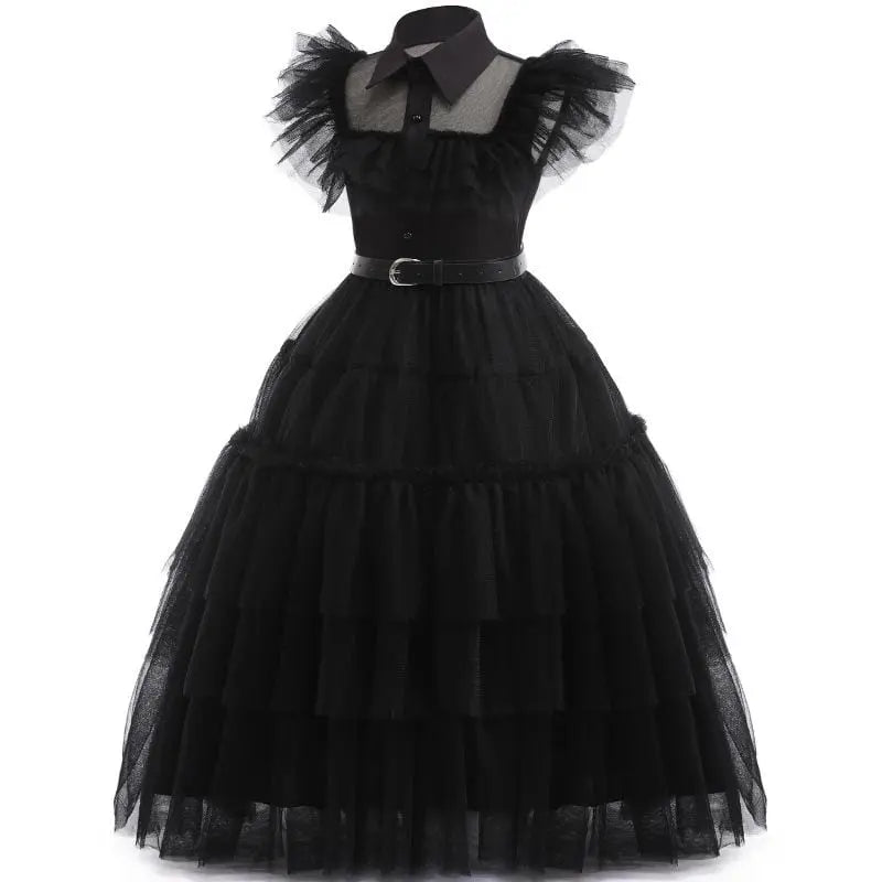 Girls mesh sleeveless party dress by Showlu Fashion Store, perfect for Halloween and carnival costumes for kids.