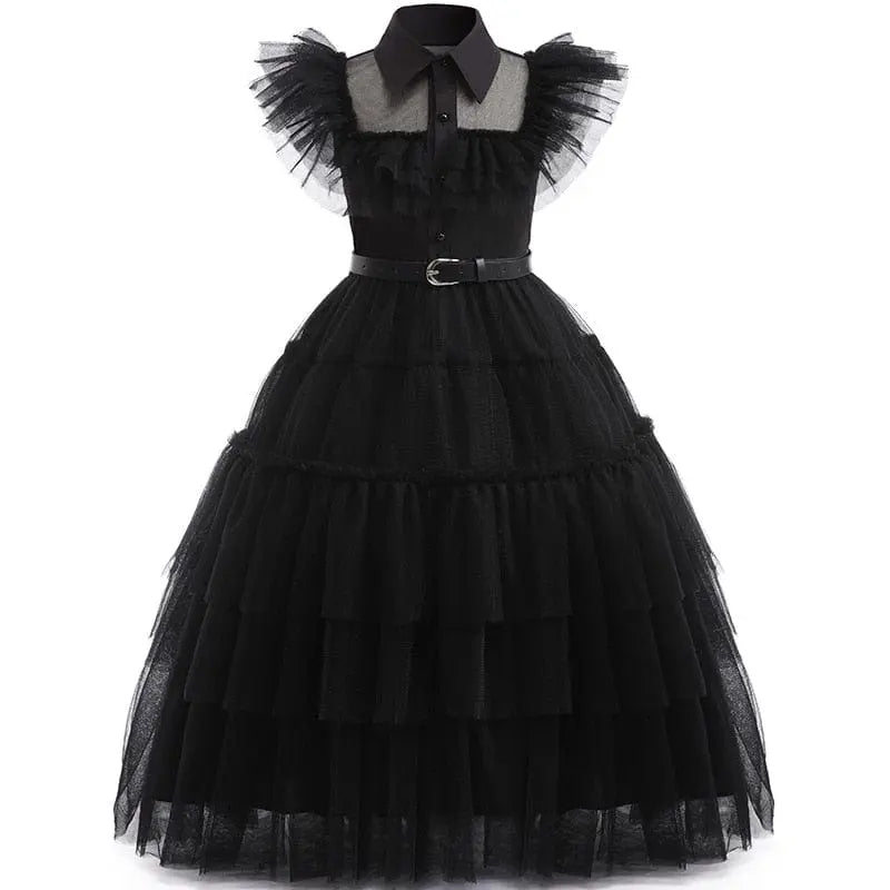Girls mesh sleeveless party dress by Showlu Fashion Store, perfect for Halloween and carnival costumes for kids.