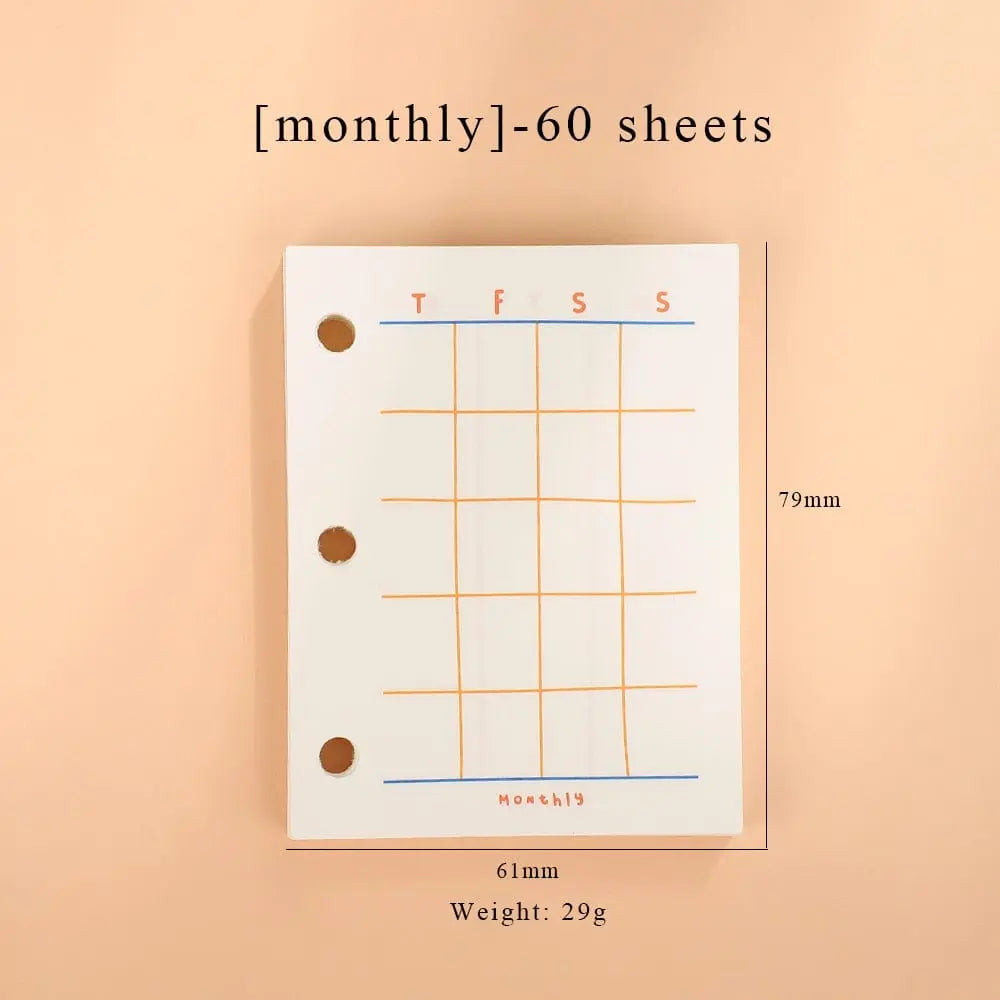 Showlu Fashion Store 0 monthly 60sheets / mini JIANWU Creative Cute Transparent 3 ring Mini Loose-leaf Hand Book Student Portable Notebook ring binder Kawaii School Supplies