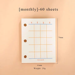 Showlu Fashion Store 0 monthly 60sheets / mini JIANWU Creative Cute Transparent 3 ring Mini Loose-leaf Hand Book Student Portable Notebook ring binder Kawaii School Supplies