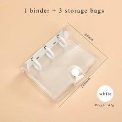 Showlu Fashion Store 0 white / mini JIANWU Creative Cute Transparent 3 ring Mini Loose-leaf Hand Book Student Portable Notebook ring binder Kawaii School Supplies