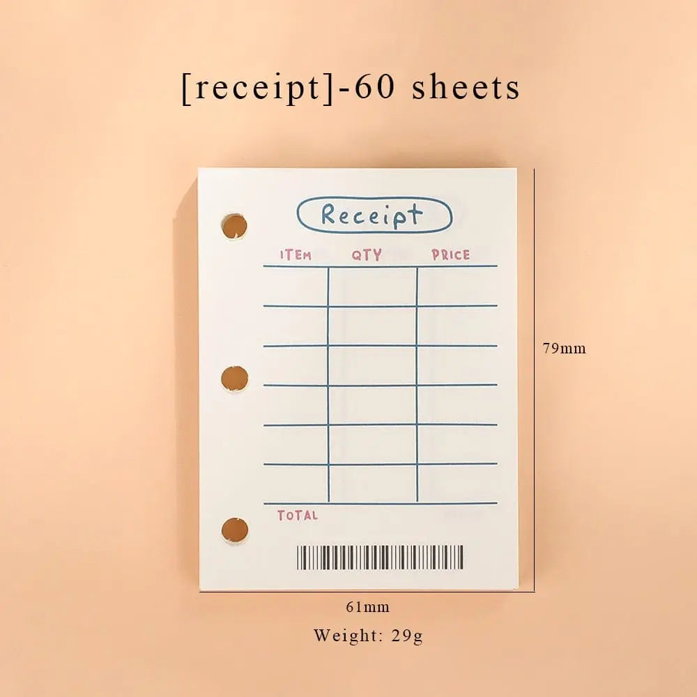 Transparent mini 3-ring loose-leaf notebook with kawaii binder design, ideal for students and school supplies.