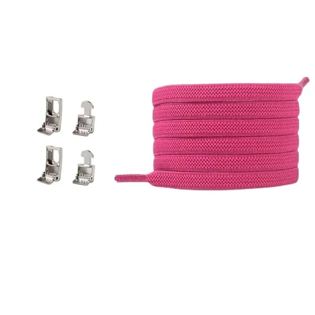 Showlu Fashion Store elastic no-tie flat shoelaces with cross buckle for sneakers, suitable for kids and adults.