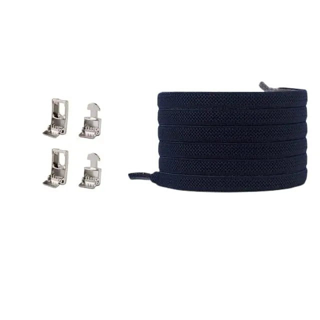 Showlu Fashion Store no tie elastic flat shoelaces with cross buckle design for sneakers, suitable for kids and adults.