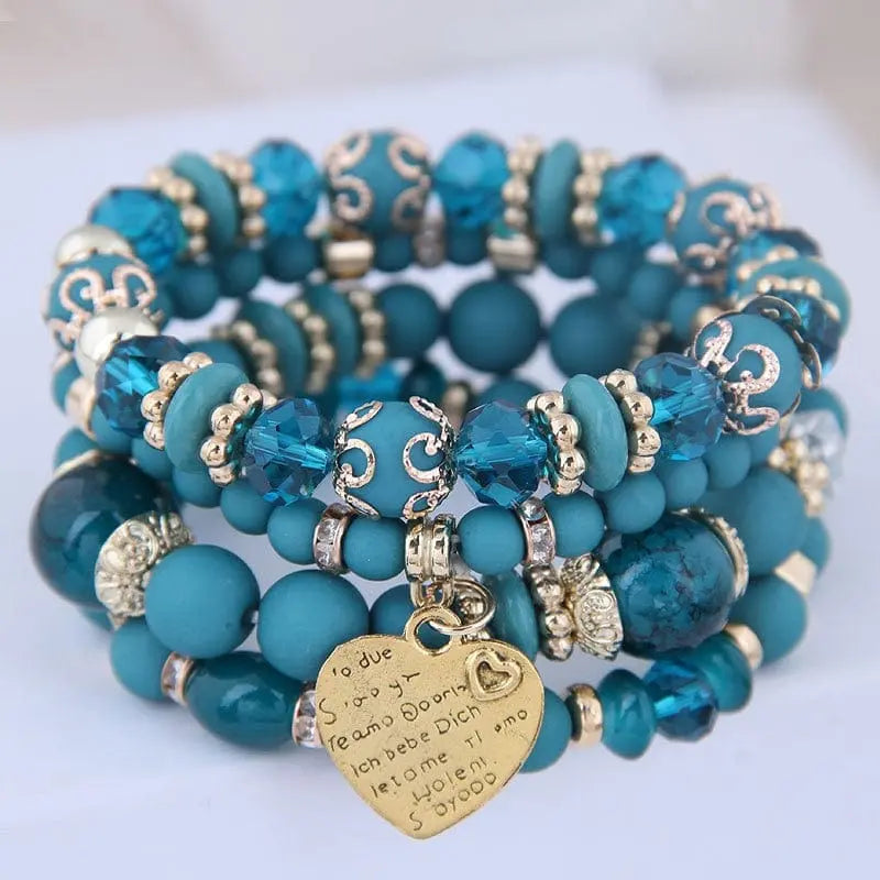 Bohemian white crystal beads strand bracelet with Tree of Life charm, stylish women's ethnic wrap bracelet by Showlu Fashion Store