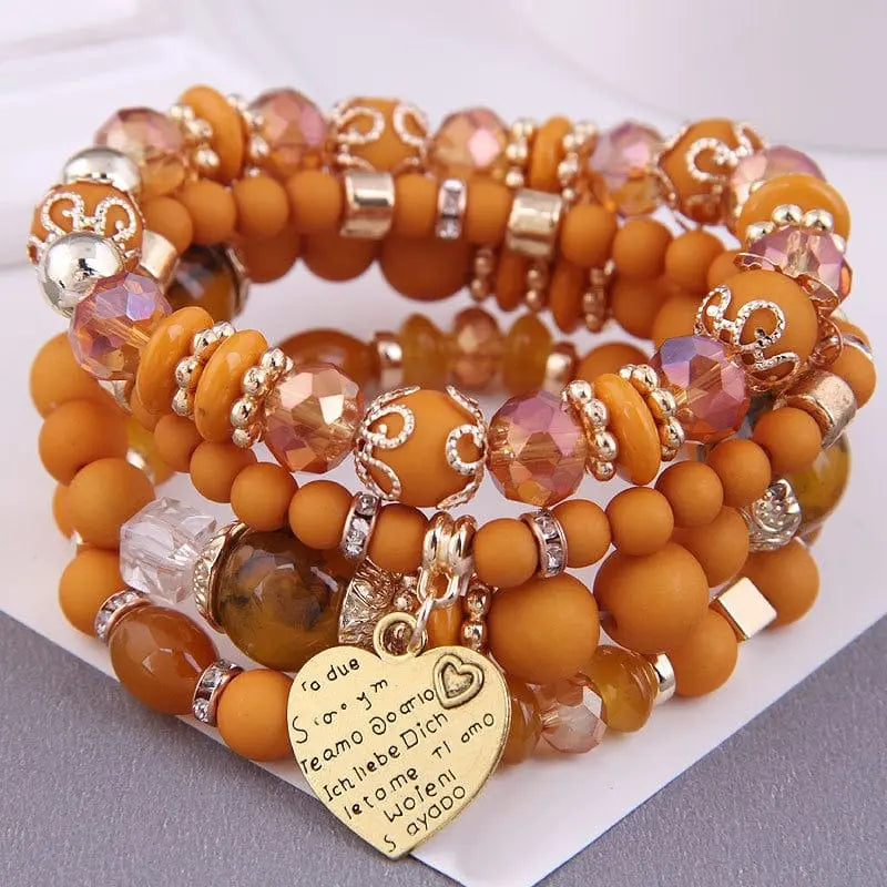 Bohemian white crystal beads strand bracelet with Tree of Life charm, stylish ethnic wrap bracelet for women and girls.