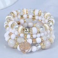 DIEZI Bohemian white crystal beads strand bracelet with Tree of Life charm, women’s ethnic wrap bracelet, Showlu Fashion Store