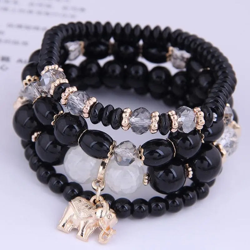 DIEZI Bohemian white crystal beads strand bracelet with Tree of Life charm, feminine ethnic style, for women and girls.