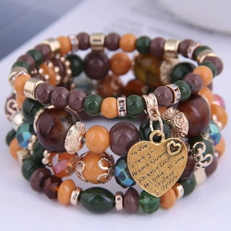 Bohemian white crystal beads strand bracelet with Tree of Life charm, stylish and ethnic-inspired jewelry for women and girls.