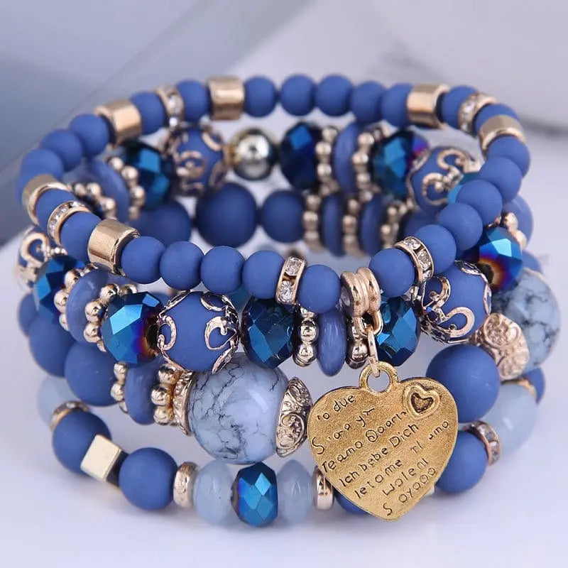 DIEZI Bohemian white crystal beads strand bracelet with Tree of Life charm, stylish ethnic jewelry for women and girls