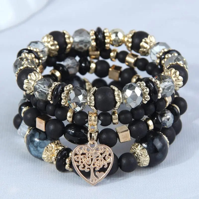 DIEZI Bohemian white crystal beads Tree of Life charm strand bracelet for women and girls, ethnic style, Showlu Fashion Store