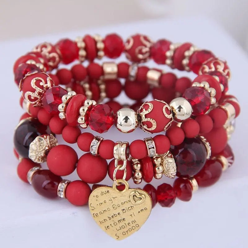 Bohemian white crystal beads strand bracelet with Tree of Life charm, stylish ethnic jewelry for women and girls.