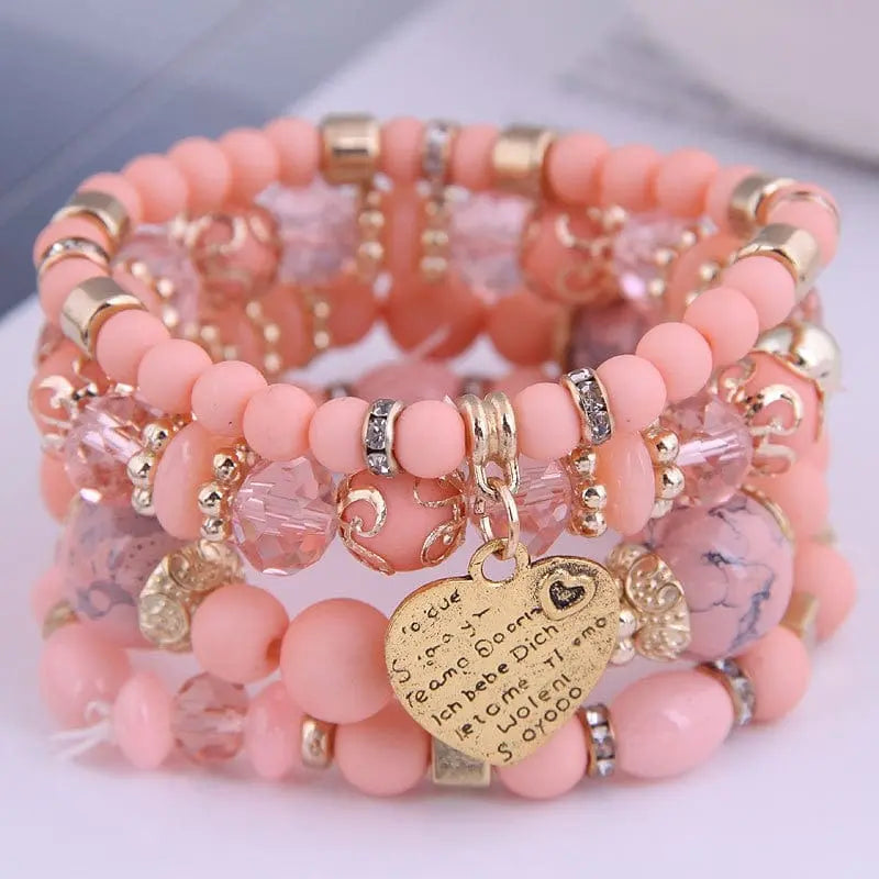 Bohemian white crystal beads strand bracelet with Tree of Life charm, stylish ethnic jewelry for women and girls.