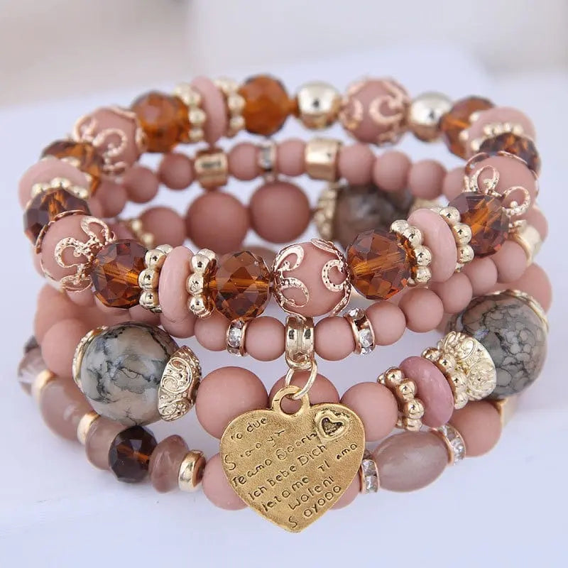 Bohemian white crystal beads strand bracelet with Tree of Life charm, stylish accessory for women and girls.