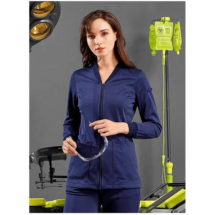 Showlu Medical Doctor Uniforms: professional hospital scrubs set with navy top and matching pants, suitable for healthcare professionals.