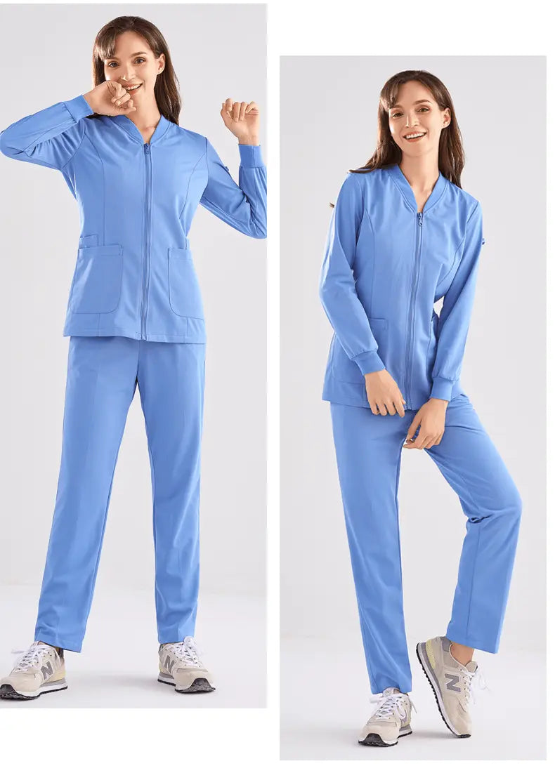 Showlu Medical Doctor Uniforms: professional hospital scrubs set with navy and white design, suitable for nurses and healthcare professionals.