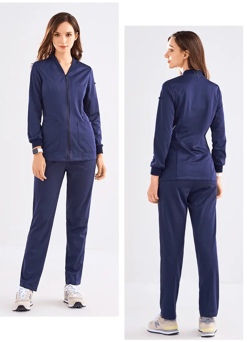 Showlu Medical doctor uniform set with professional hospital scrubs, featuring a top and pants for healthcare professionals.