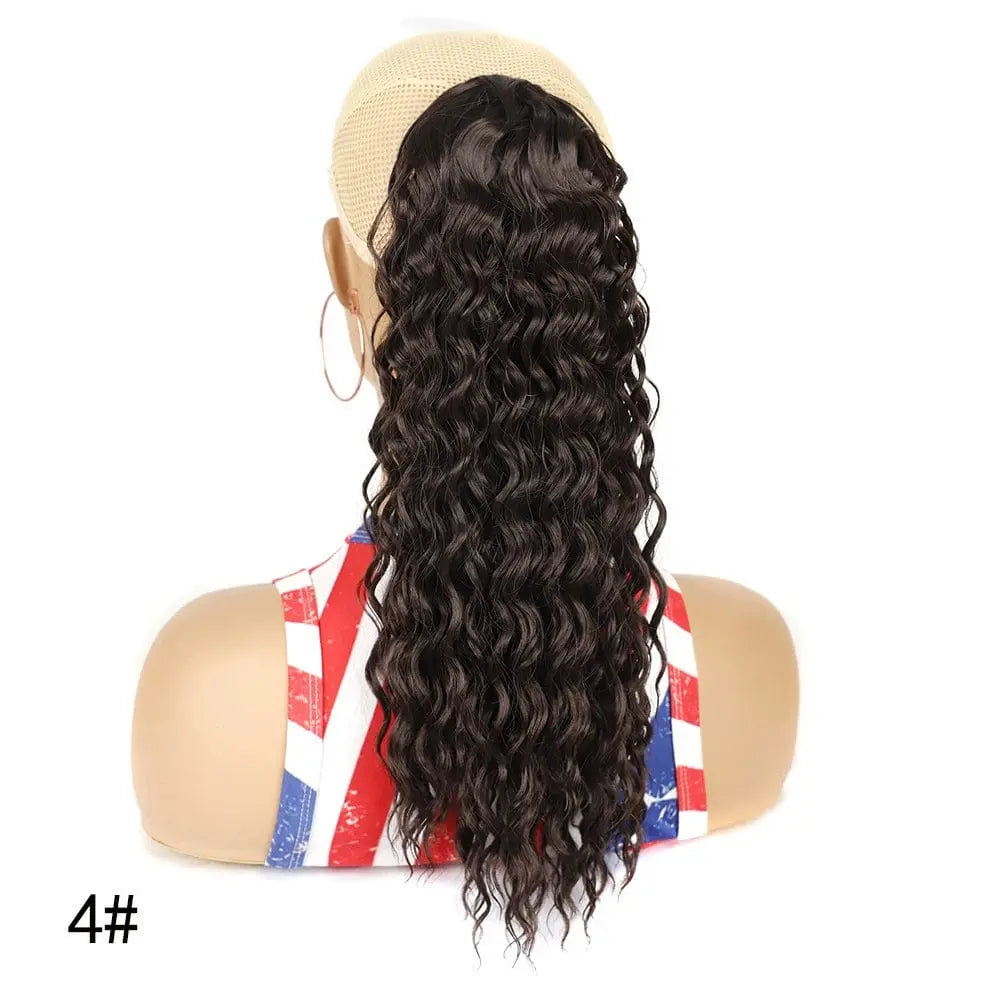 Showlu Fashion elastic net drawstring wig with high-temperature silk hair, European-American style, suitable for versatile styling.