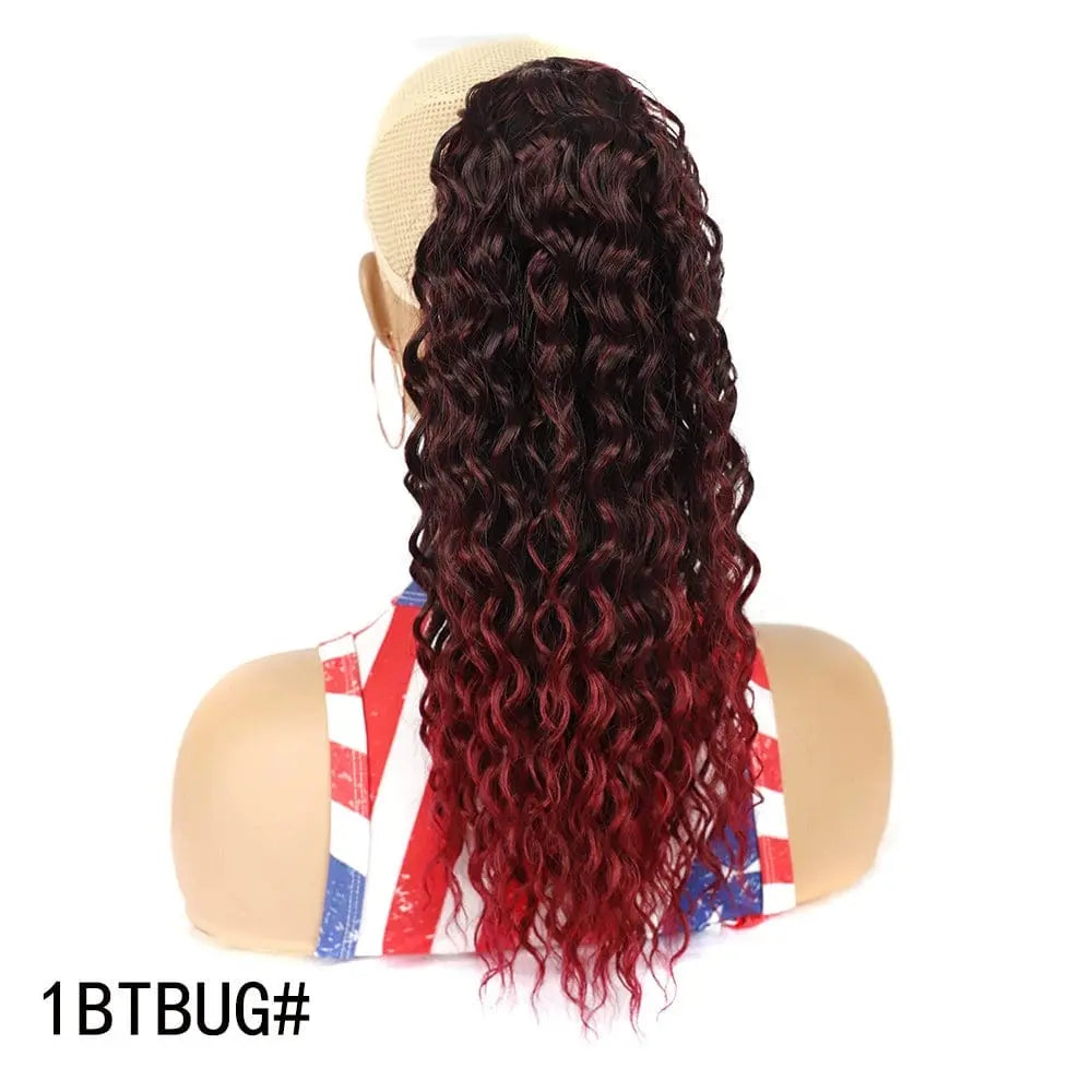 Showlu Fashion elastic net drawstring wig with high-temperature silk hair, European and American chemical fiber for stylish hair styling.