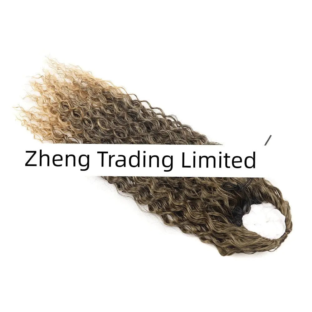 Showlu Fashion elastic net drawstring wig with high-temperature silk hair, European and American chemical fiber style.