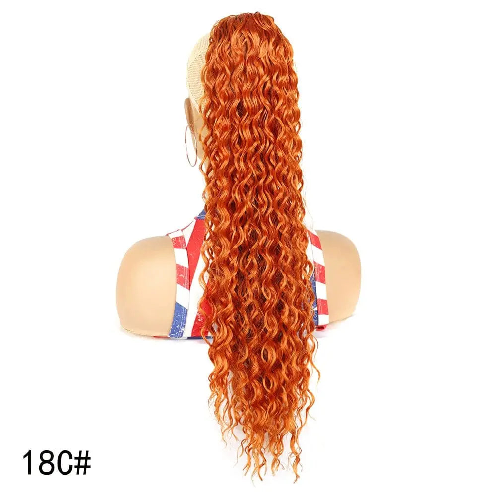 Showlu Fashion elastic net drawstring wig with high temperature silk hair, European-American chemical fiber, suitable for versatile styling.